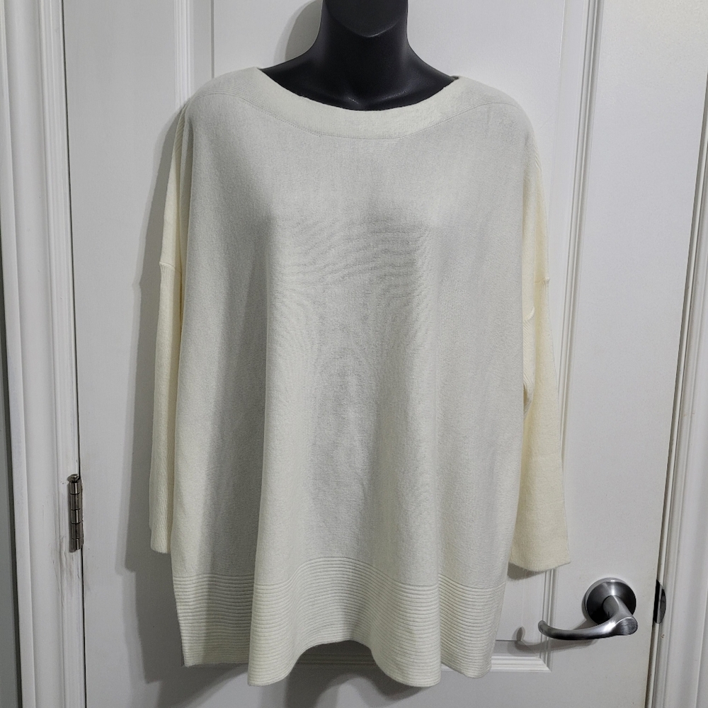 Oversized Cream Boatneck Women's Sweater